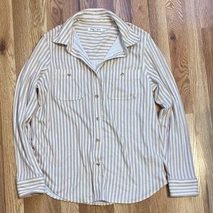 Workshop Republic Clothing Beige Striped Button Down Shirt